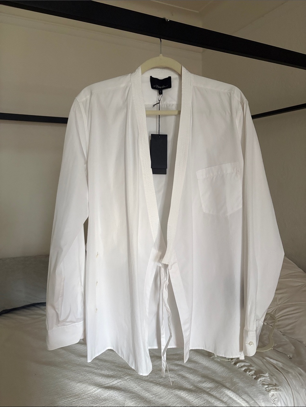 3.1 Phillip Lim White Kimono Style Shirt with Trapunto Stitch